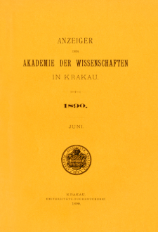 Anzeiger der Akademie der Wissenschaften in Krakau. Nr 6 Juni (1890)