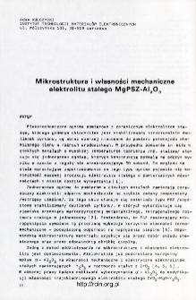 Mikrostruktura i własności mechaniczne elektrolitu stałego MgPSZ-Al2O3