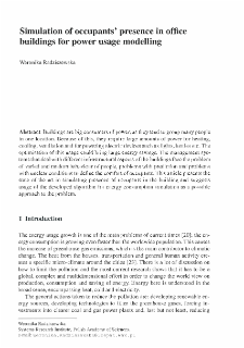 Simulation of Occupants' Presence in Office Buildings for Power Usage Modelling