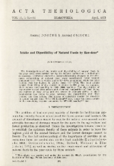 Intake and digestibility of natural feeds by roe-deer