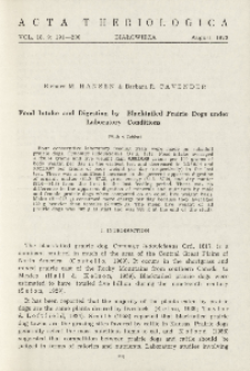 Food intake and digestion by blacktailed prairie dogs under laboratory conditions