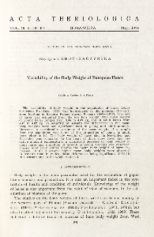 Studies on the European hare. XXX. Variability of the body weight of European hares