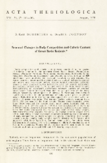 Seasonal changes in body composition and caloric content of Great Basin rodents