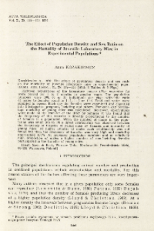 The effect of population density and sex ratio on the mortality of juvenile laboratory mice in experimental populations