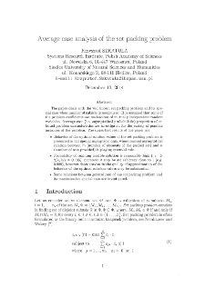 Average case analysis of the set packing problem