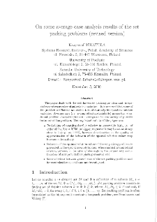 On some average case analysis results of the set packing problems