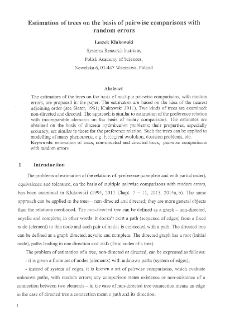 Estimation of trees on the basis of pairwise comparisons with random errors