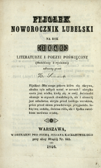 Fijołek : noworocznik lubelski na rok ... literaturze i poezyi poświęcony 1846