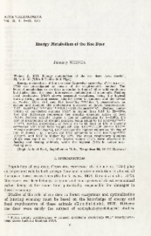 Energy metabolism of the roe deer