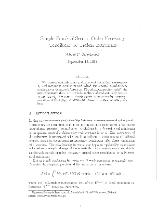 Simple Proofs of Second order Necessary Conditions for Broken Extremals