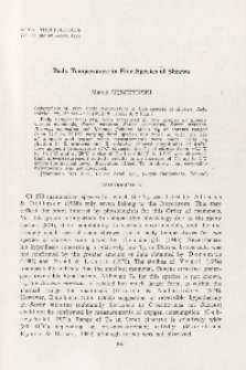 Body temperature in five species of shrews