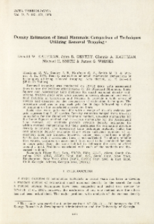 Density estimation of small mammals: comparison of techniques utilizing removal trapping
