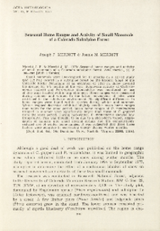 Seasonal home ranges and activity of small mammals of a Colorado subalpine forest