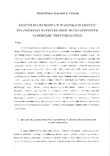 Dyscyplina rynkowa w warunkach kryzysu finansowego na przykładzie długu jednostek samorządu terytorialnego