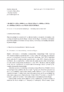 Tradícia a dynamika onomastickej terminológie a terminológia onomastických škôl