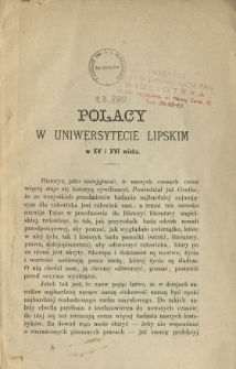 Polacy w uniwersytecie lipskim w XV i XVI wieku