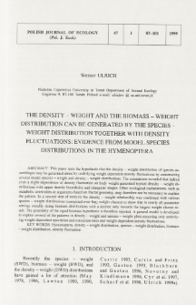 The density - weight and the biomass - weight distribution can be generated by the species - weight distribution together with density fluctuations: evidence from model species distributions in the Hymenoptera