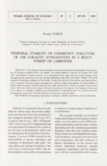 Temporal stability of community structure of the parasitic Hymenoptera in a beech forest on limestone