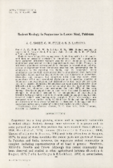 Rodent ecology in sugarcane in Lower Sind, Pakistan