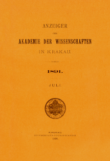 Anzeiger der Akademie der Wissenschaften in Krakau. No 7 Juli (1891)