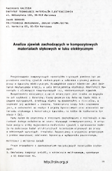 Analiza zjawisk zachodzących w kompozytowych materiałach stykowych w łuku elektrycznym = Analysis of the phenomena occuring in composite contact materials in electric arc