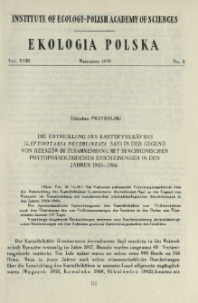 Die Entwicklund des Kartoffelkäfers (Leptinotarsa decemlineata Say) in der Gegend von Rzeszów im Zusammenhang mit synchronischen phytophänologischen Erscheinungen in den Jahren 1963-1966