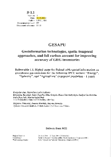 Digital Maps for Poland with Spatial Information on Greenhouse Gas Emissions for the Following IPCC Sectors: “Energy”, “Industry”, and “Agriculture” (Temporal Resolution – 1 year).Deliverable 1.1