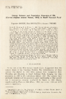 Energy balance and population structure of elk (Cervus elaphus nelsoni Nelson, 1902) in Banff National Park