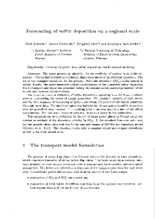 Forecasting of sulfur deposite on a regional scale