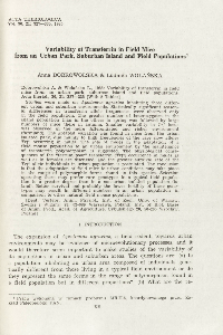 Variability of transferrin in field mice from an urban park, suburban island and field populations