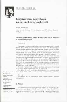 Enzymatic modification of natural triacylglycerols and the properties of the obtained products