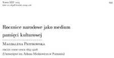 Rocznice narodowe jako medium pamięci kulturowej