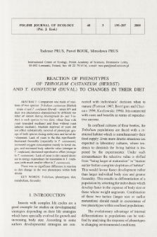 Reaction of phenotypes of Tribolium castaneum (Herbst) and T. confusum (Duval) to changes in their diet