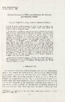 Certain osteometric differences between the aurochs and domestic cattle