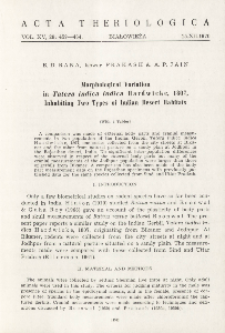 Morphological variation in Tatera indica indica (Hardwicke, 1807), inhabiting two types of indian desert habitats