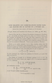 Note relative aux communications faites dans les Séances des 28 Janvier et 4 Février 1861