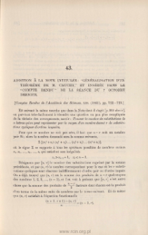 Addition à la note intitulée: "Généralisation d'un théorème de M. Cauchy"