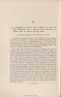 On a problem in tactic which serves to disclose the existence of a four-valued function of three sets of three letters each