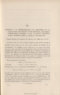 Addition à la démonstration du Théorème de Lagrange sur les minima d'une fonction linéaire à coefficients entiers d'une quantité irrationnelle