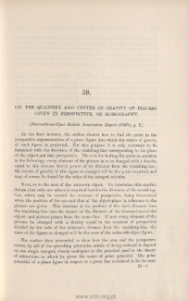 On the quantity and centre of gravity of figures given in perspective, or homography