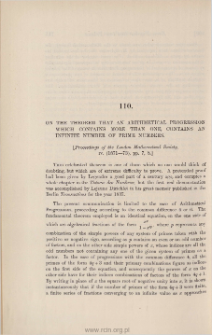 On the theorem that an Arithmetical Progession which contains more than one, contains an infinite number of prime numbers