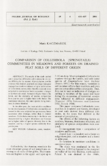 Comparison of Collembola (springtails) communities in meadows and forests on drained peat soils of different origin