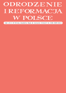 Odrodzenie i Reformacja w Polsce T. 63 (2019), Strony tytułowe, Spis treści