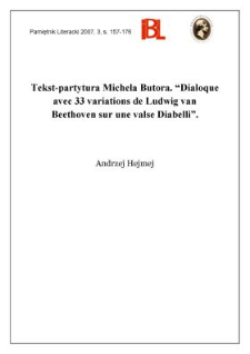 Tekst-partytura Michela Butora. „Dialogue avec 33 variations de Ludwig van Beethoven sur une valse de Diabelli”