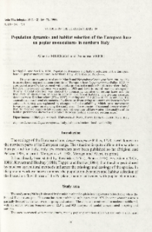 Studies on the European hare. 39. Population dynamics and habitat selection of the European hare on poplar monocultures in northern Italy