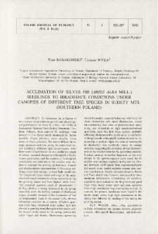 Acclimation of silver fir (Abies alba Mill.) seedlings to irradiance conditions under canopies of different tree species in Sudety Mts. (Southern Poland)