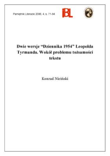 Dwie wersje „Dziennika 1954” Leopolda Tyrmanda. Wokół problemu tożsamości tekstu