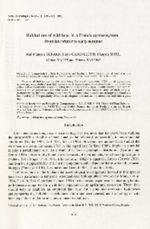 Habitat use of wild boar in a French agroecosystem from late winter to early summer