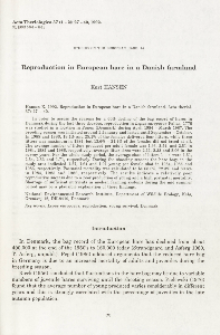 Studies on the European hare. 44. Reproduction in European hare in a Danish farmland
