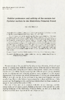 Habitat preference and activity of the noctule bat Nyctalus noctula in the Białowieża Primeval Forest